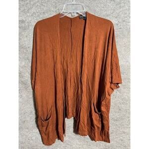 Susan Graver Weekend Kimono Cardigan Womens MP Open Front Rayon Stretch Brown